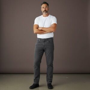 Faherty Brand Mens Jeans 33 Waist 30 Inseam Dark Gray Straight Leg Cotton Blend